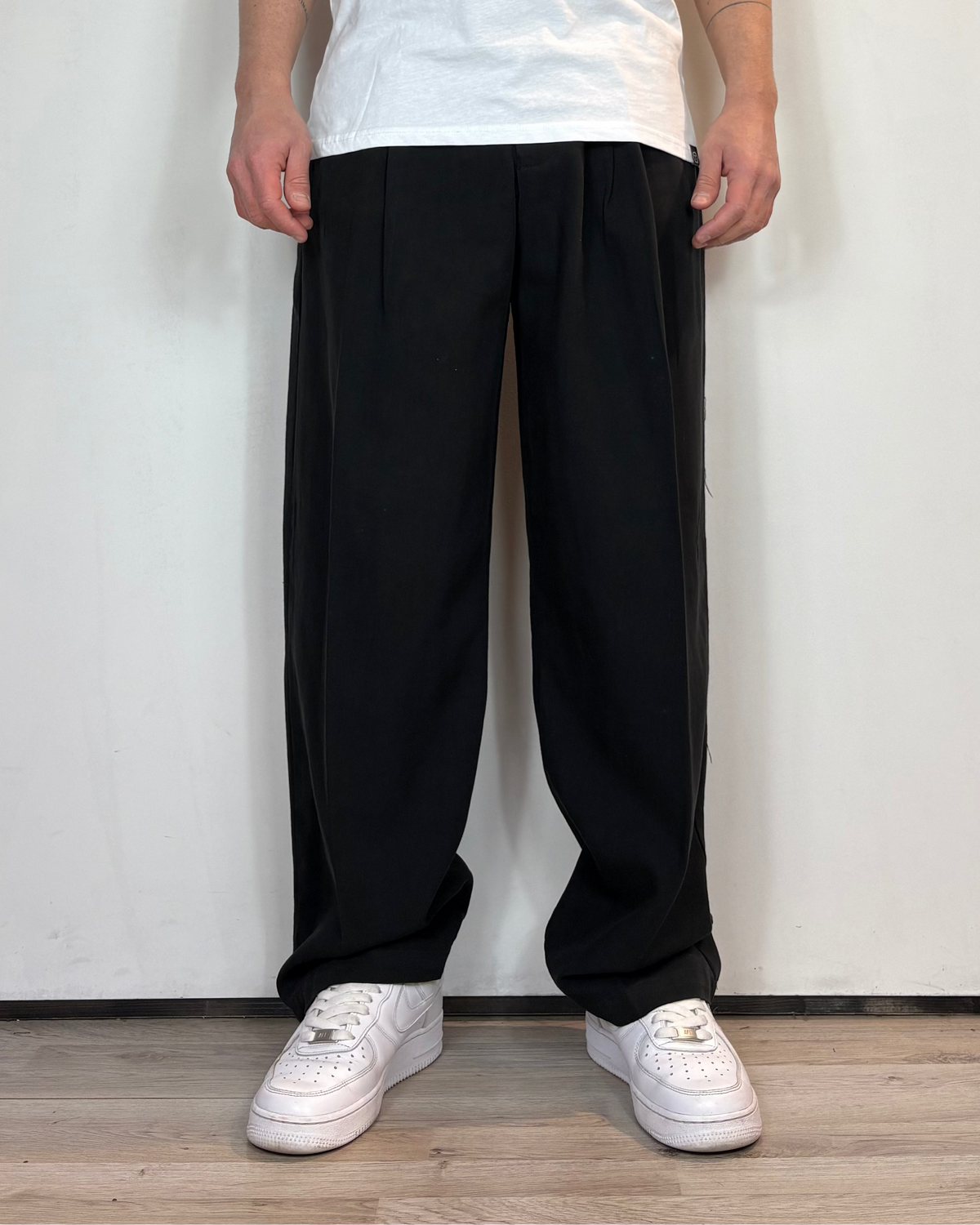 Pantalone Over Misto Lino Nero Telamira