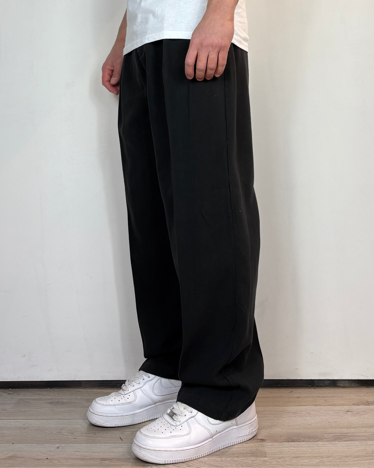 Pantalone Over Misto Lino Nero Telamira