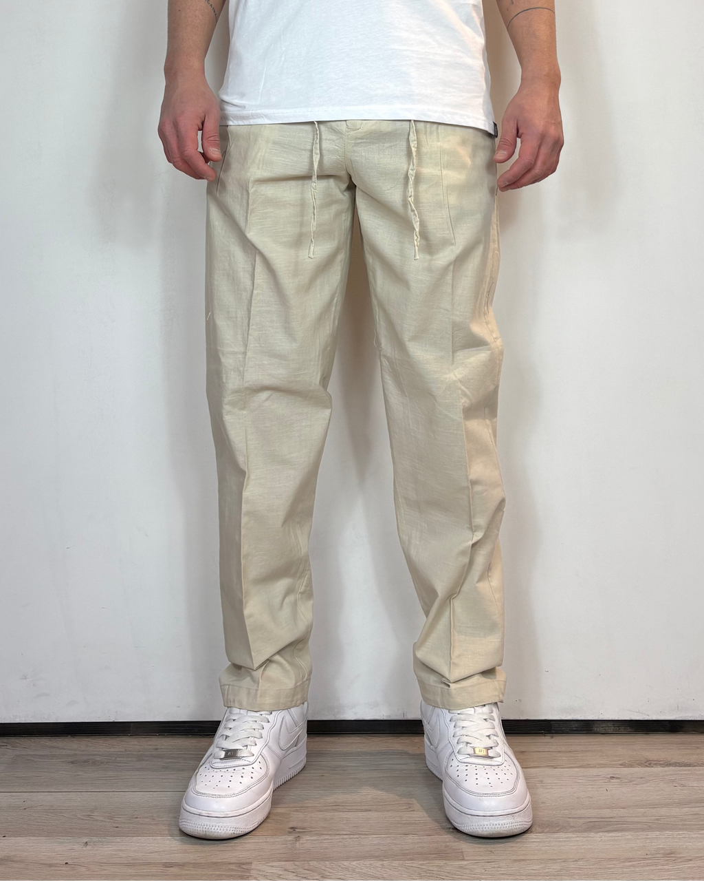 Pantalone Lino Coulisse Beige Telamira