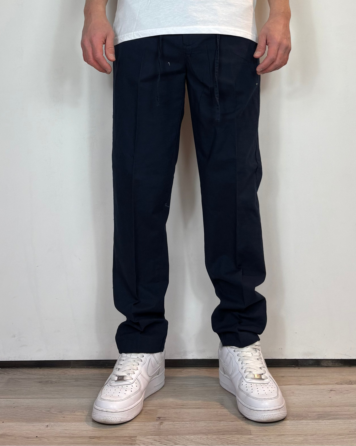 Pantalone Lino Coulisse Blu Telamira