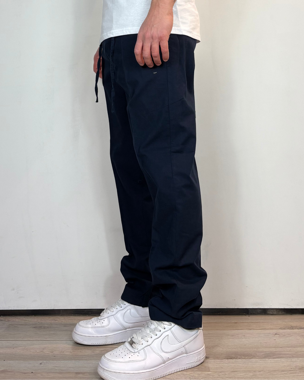 Pantalone Lino Coulisse Blu Telamira
