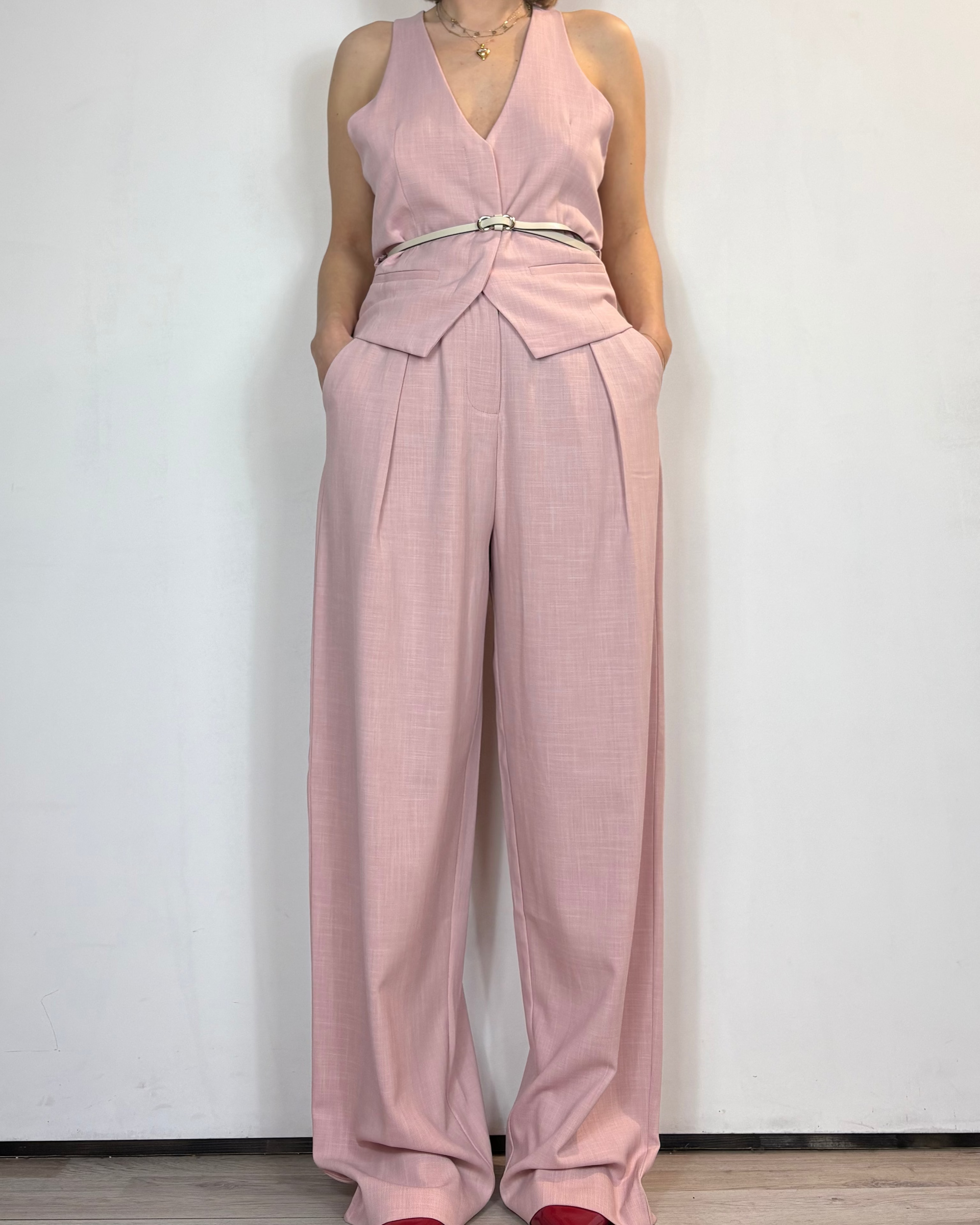 Completo Rosa Gilet Pantalone Gianni Lupo Woman