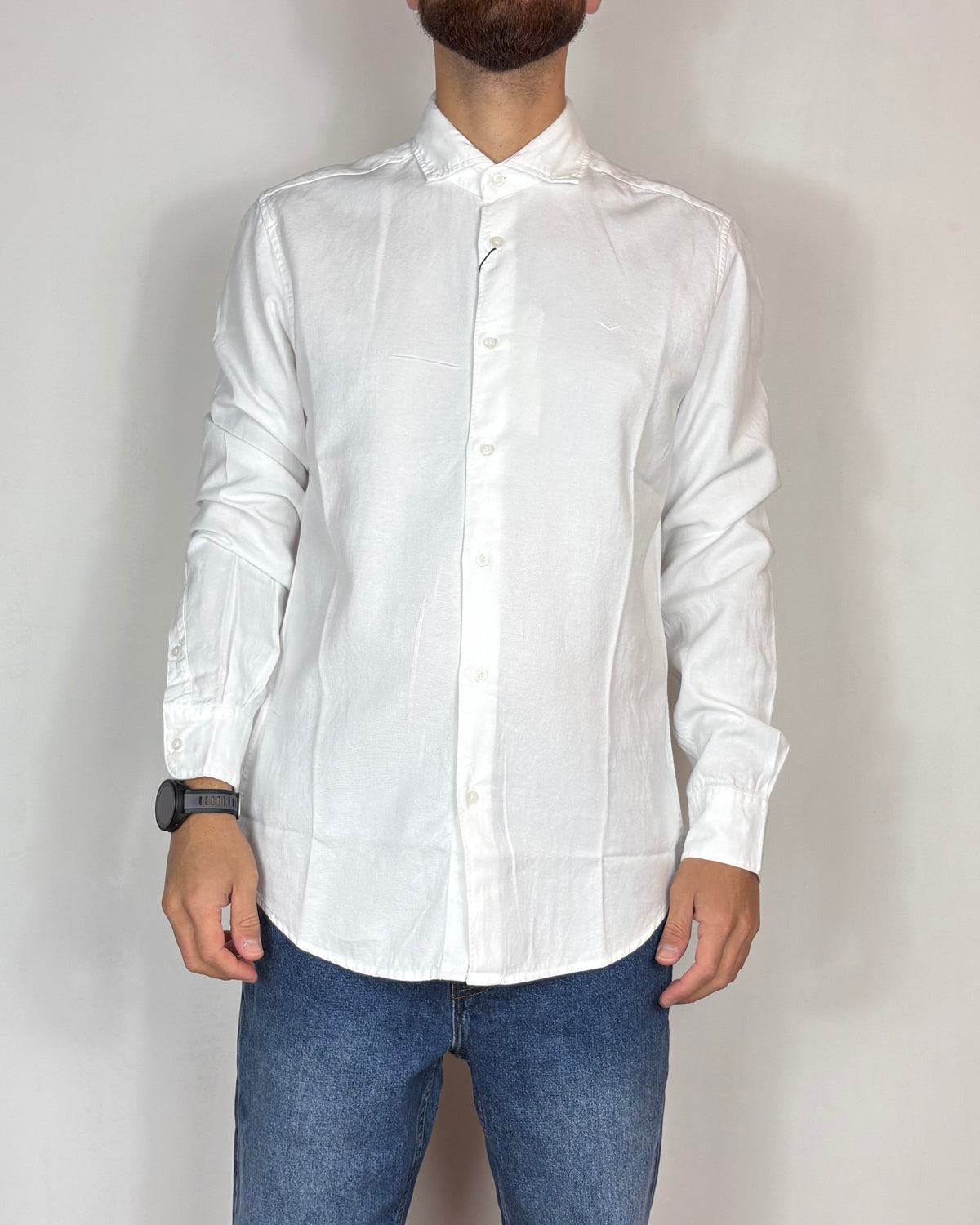 Camicia Cotone Tencel Bianca Boston