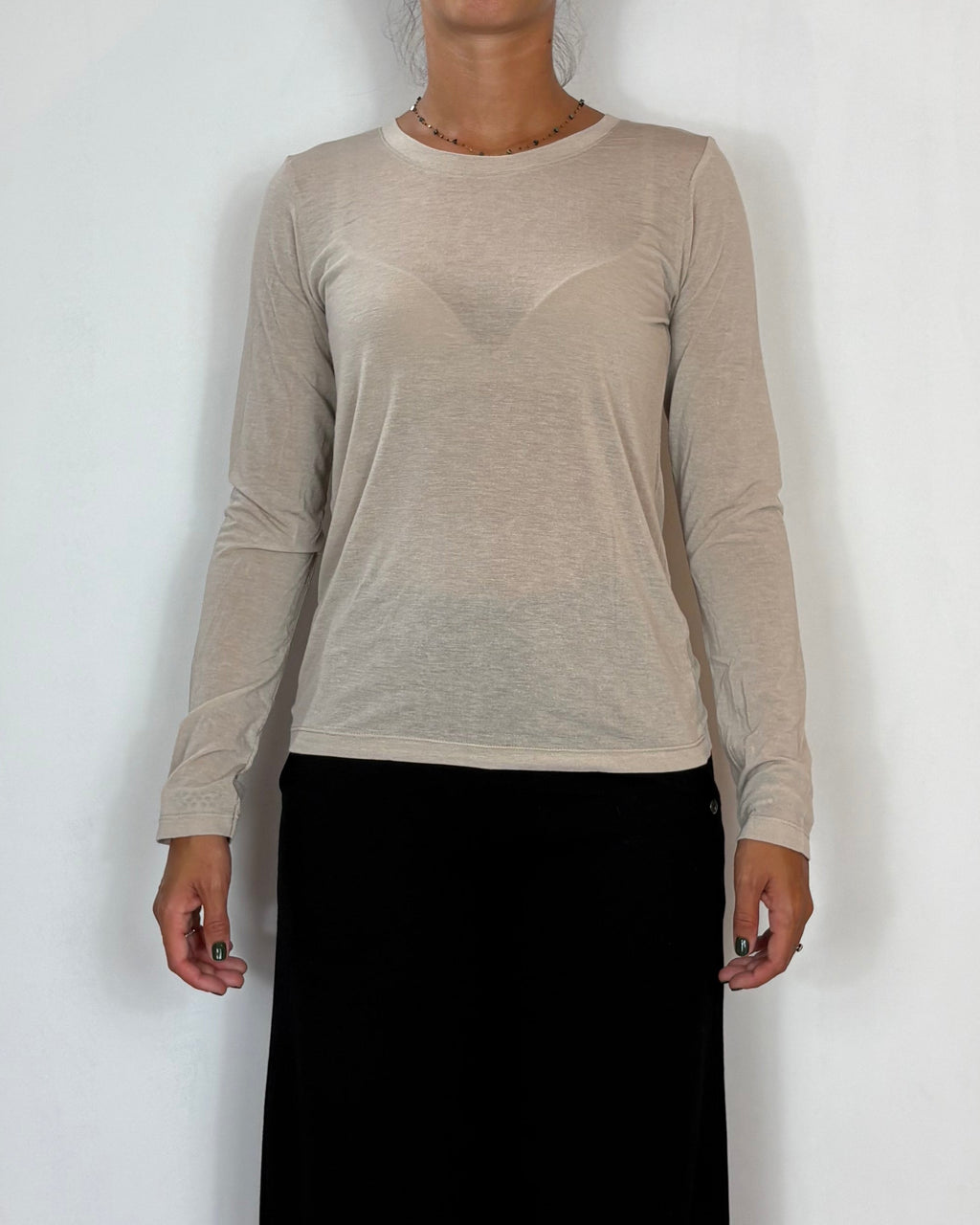 Maglia Girocollo Beige Olivia Grey