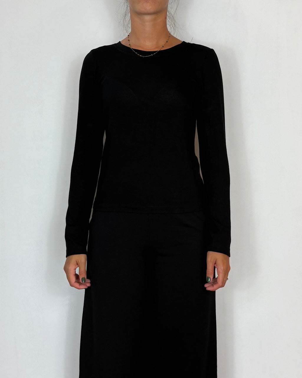 T-Shirt Girocollo Nero Olivia Grey
