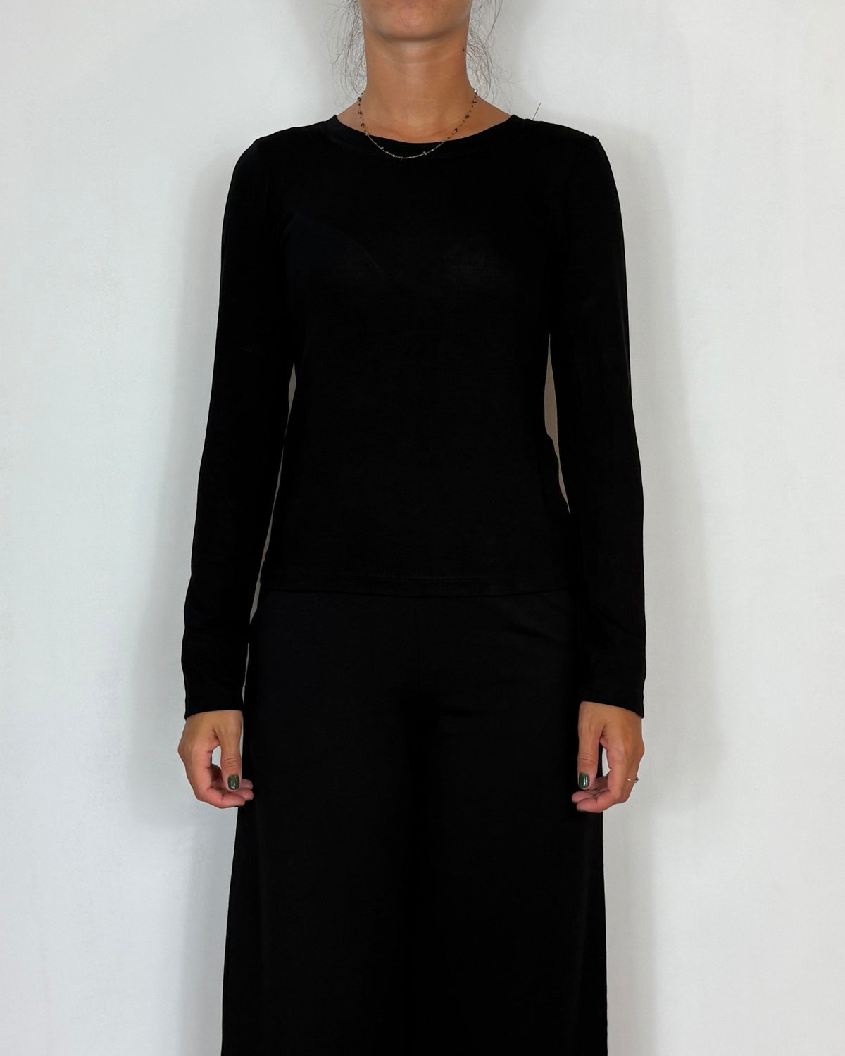T-Shirt Girocollo Nero Olivia Grey