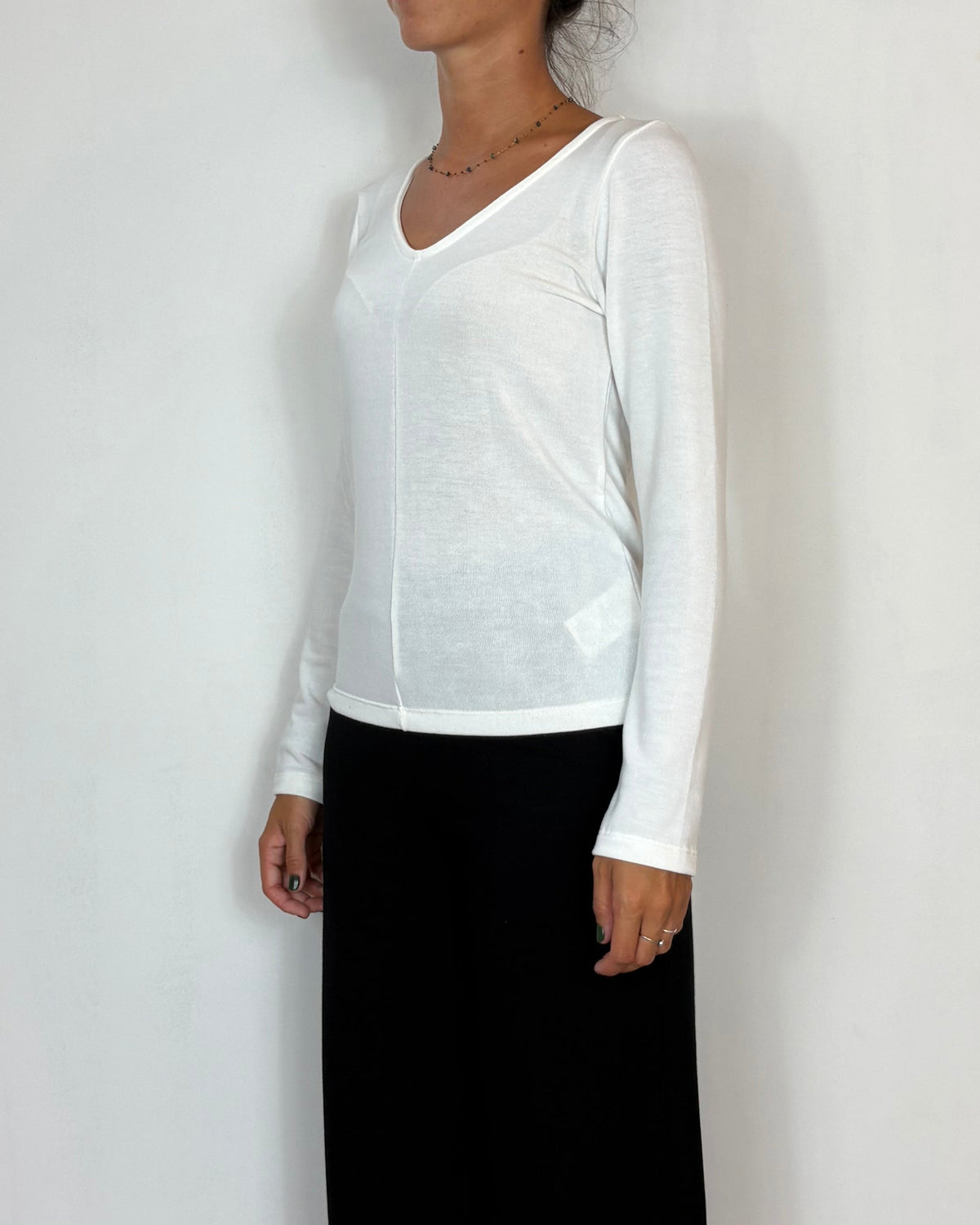 Maglia Scollo V Panna Olivia Grey
