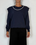 Felpa Spalline Blu Olivia Grey