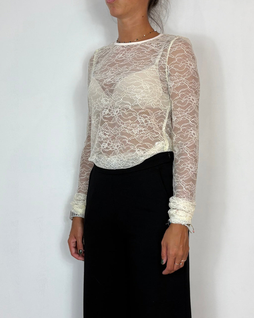 T-Shirt Pizzo Latte Olivia Grey