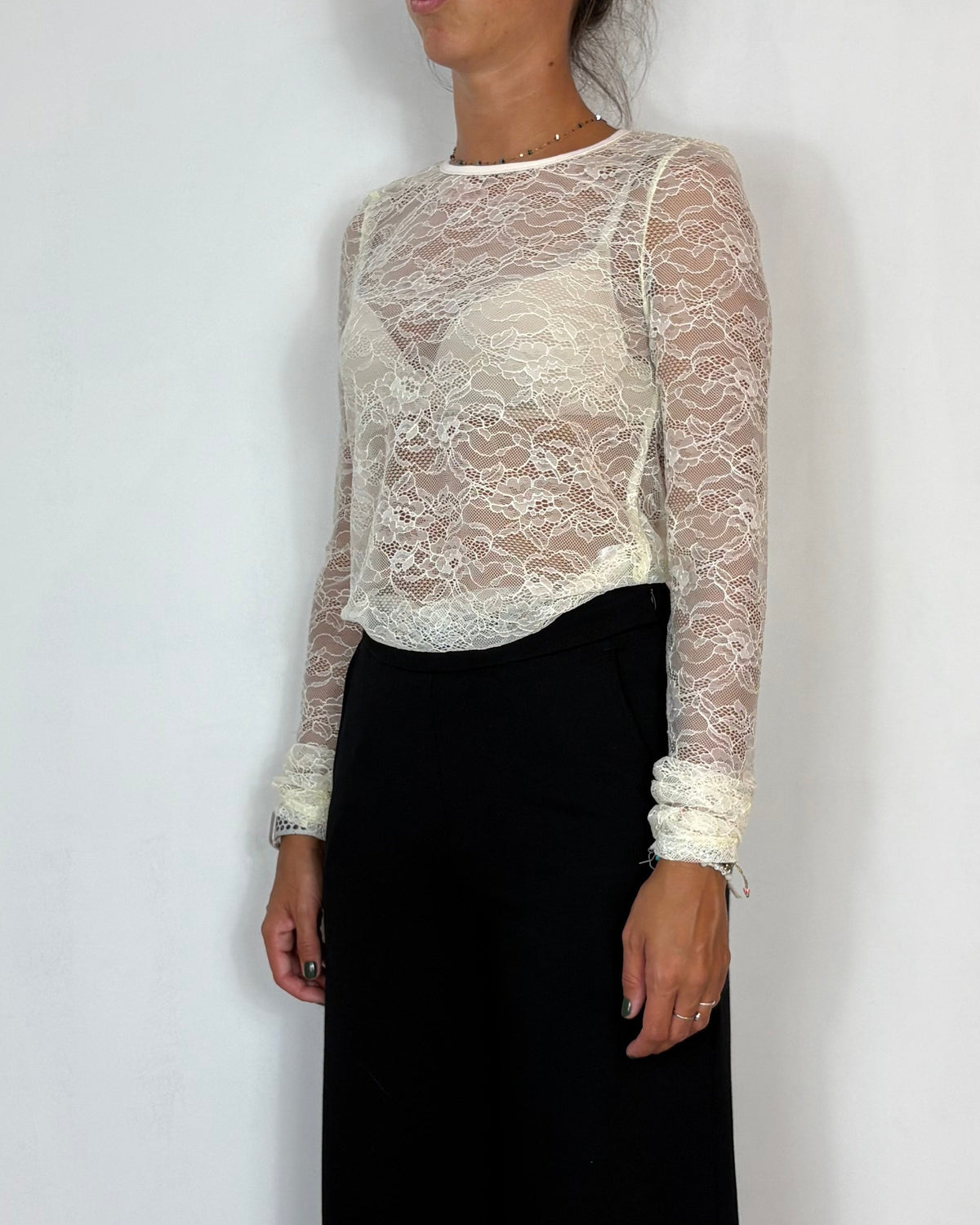 T-Shirt Pizzo Latte Olivia Grey