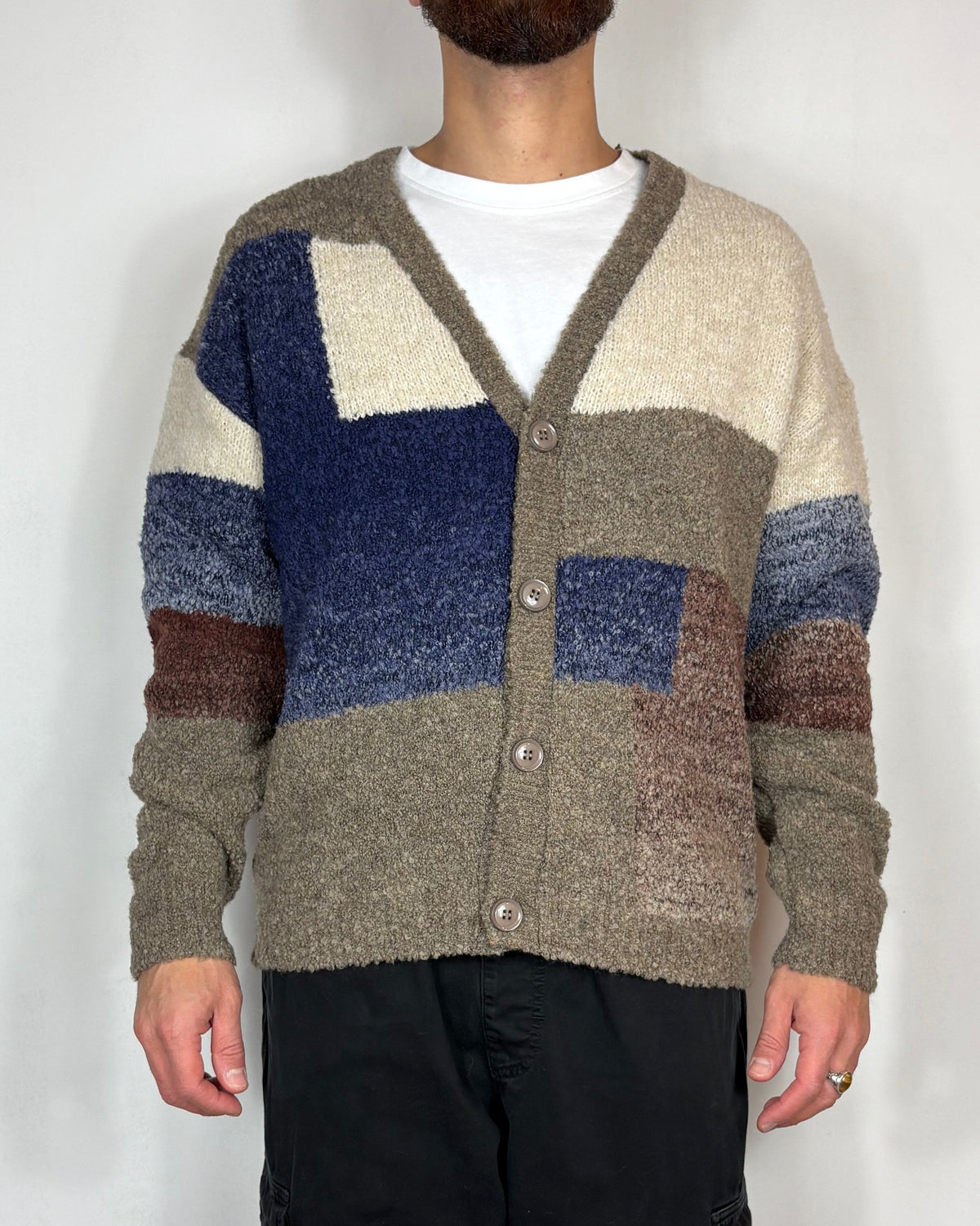 Maglia Cardigan Block Intarsio Over-D