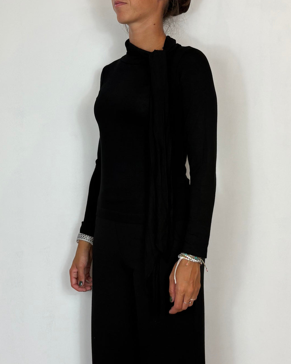 Maglia Viscosa Fiocco Nero Olivia Grey
