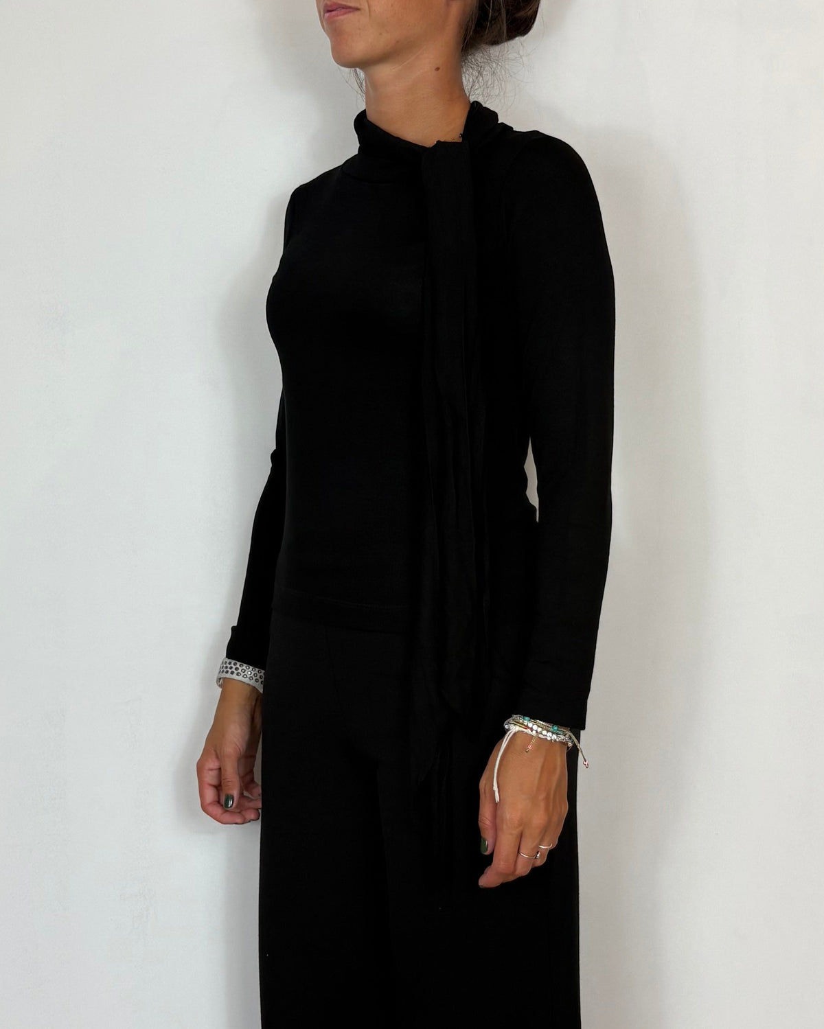 Maglia Viscosa Fiocco Nero Olivia Grey