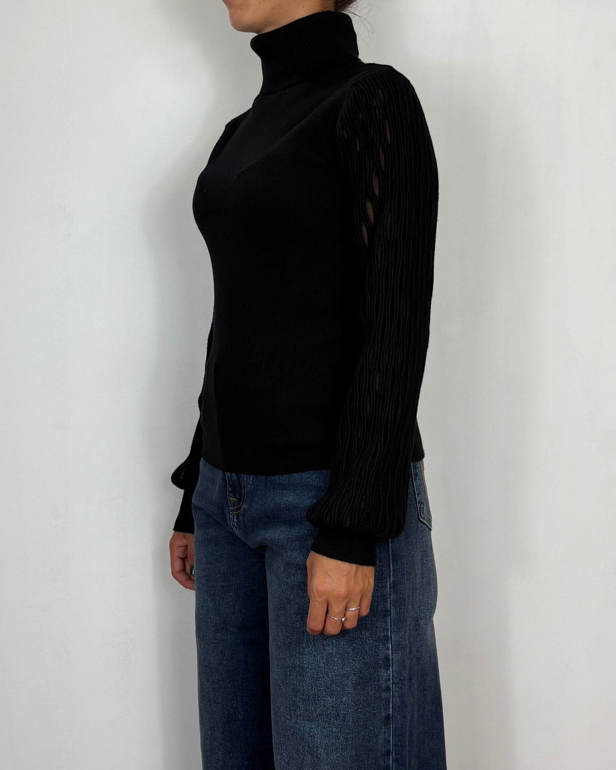 Maglia Dolcevita Lavorata Nero Met