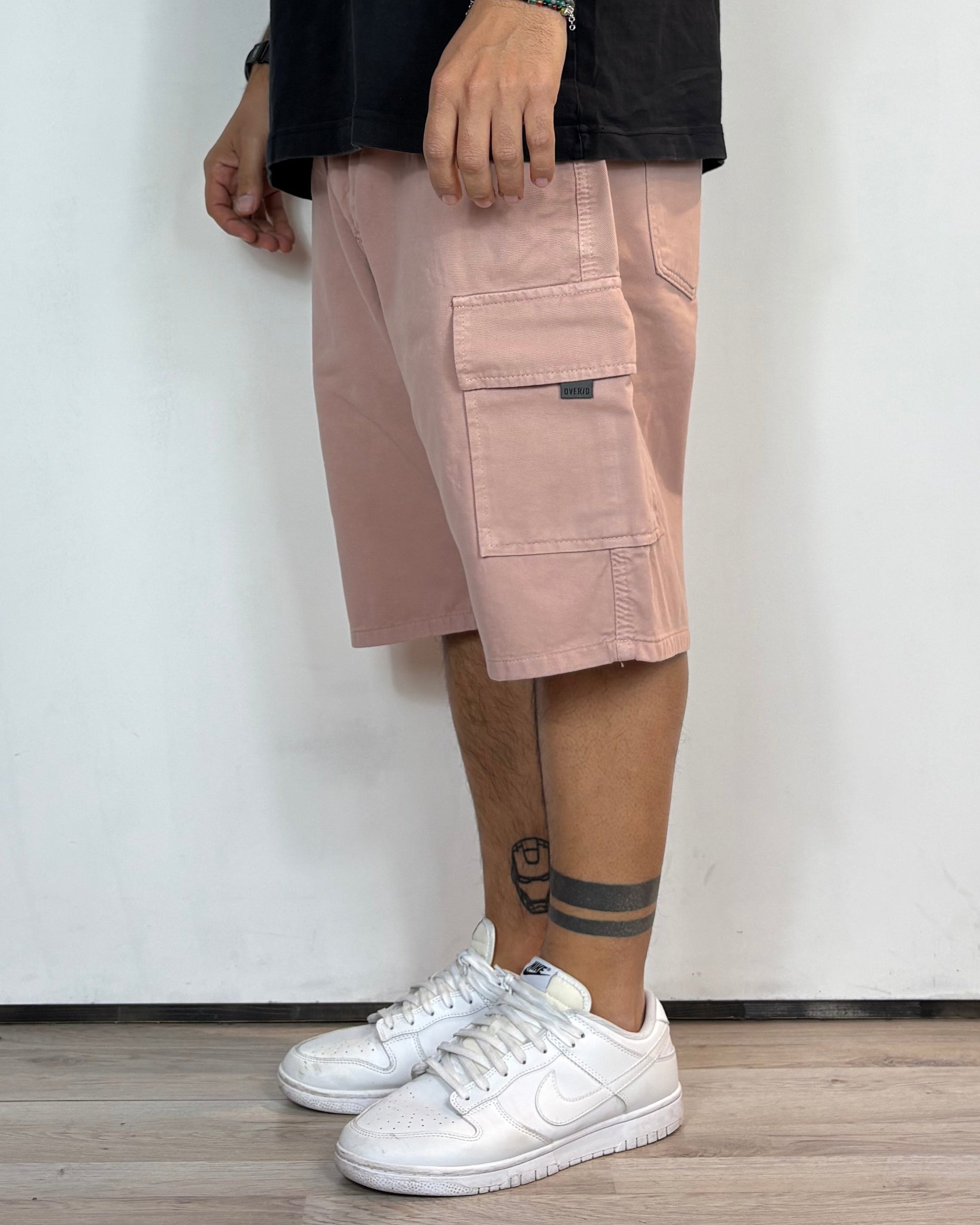 Bermuda Cargo Denim Rosa Over-D