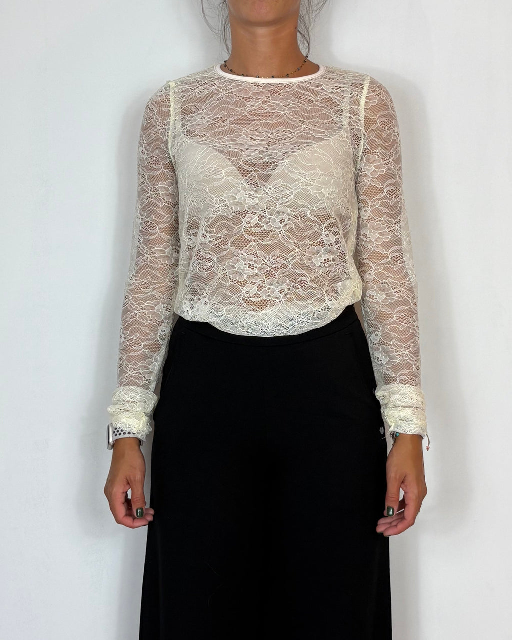 T-Shirt Pizzo Latte Olivia Grey