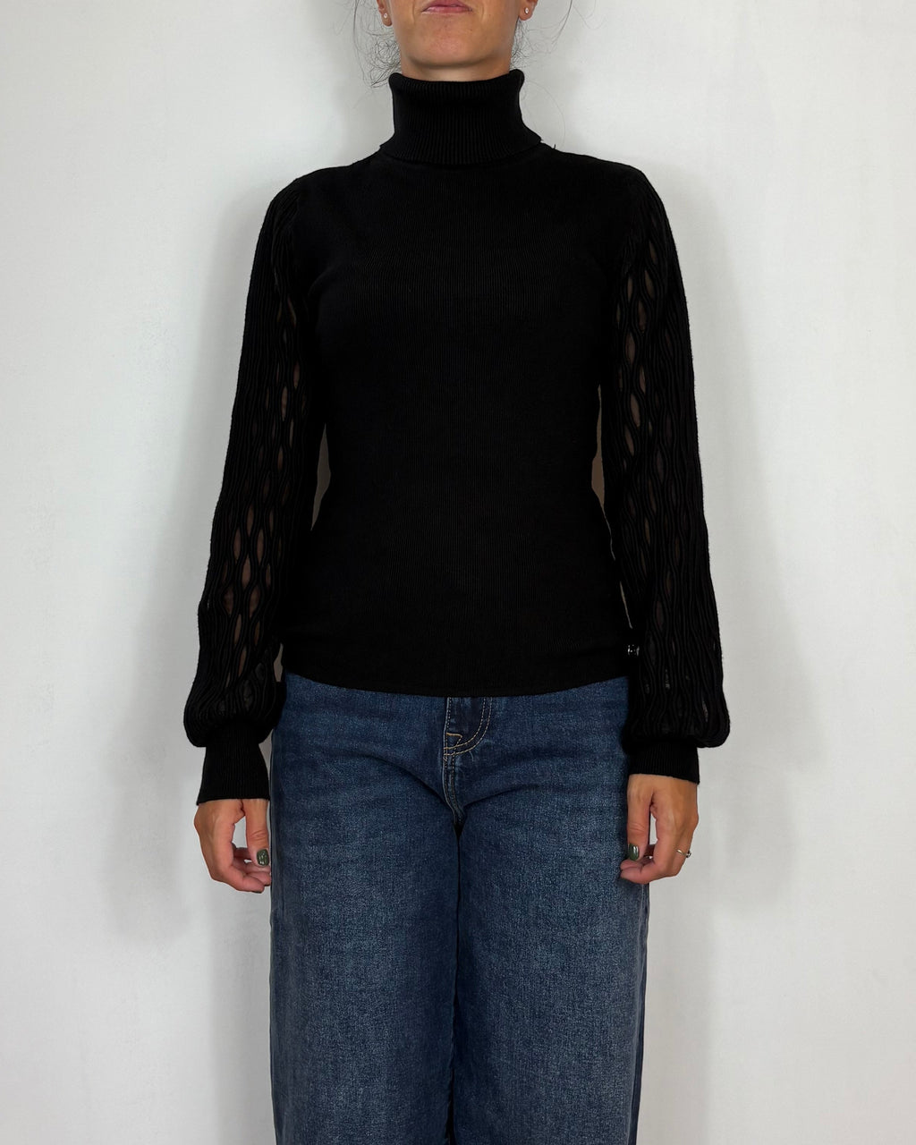 Maglia Dolcevita Lavorata Nero Met
