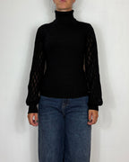 Maglia Dolcevita Lavorata Nero Met