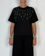 T-Shirt Applicazioni Nero Olivia Grey
