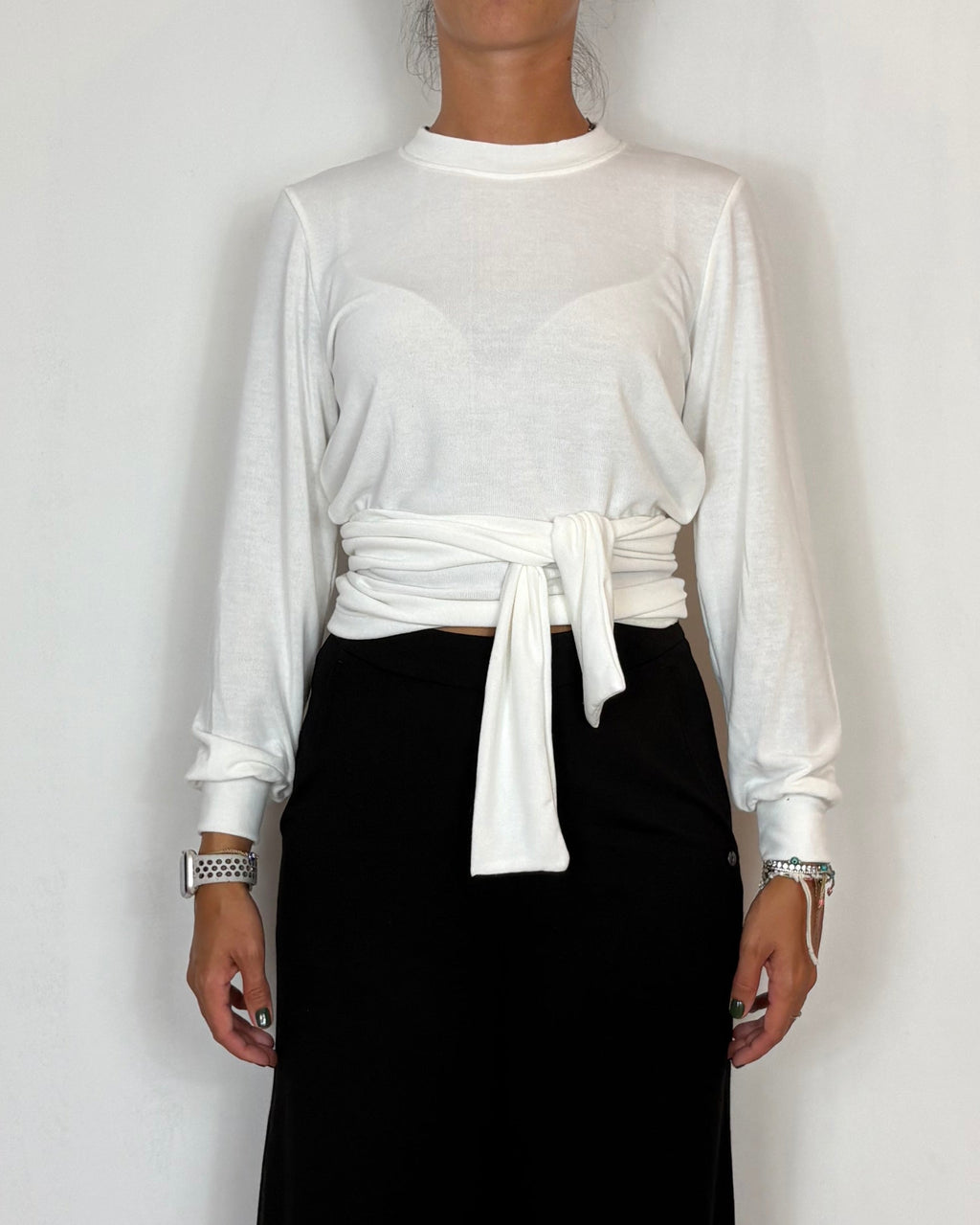 Maglia Viscosa Incrocio Panna Olivia Grey