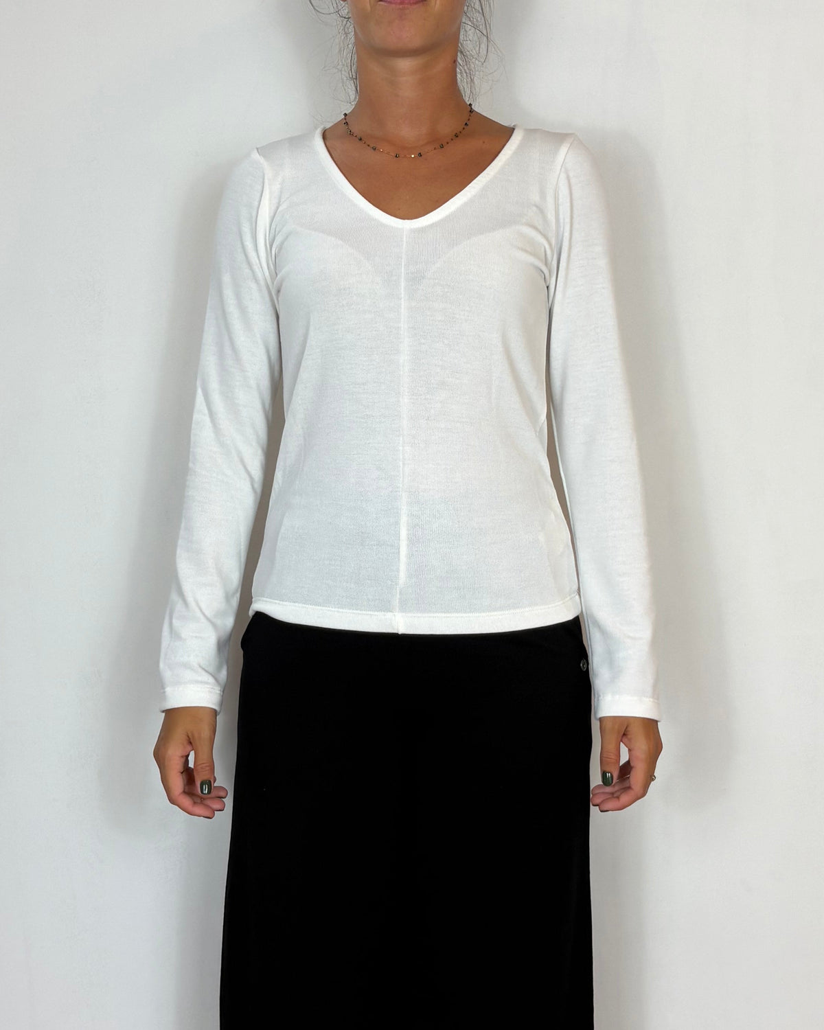 Maglia Scollo V Panna Olivia Grey