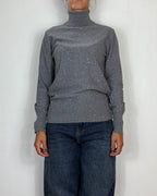 Maglia Collo Alto Lurex Grigio Met