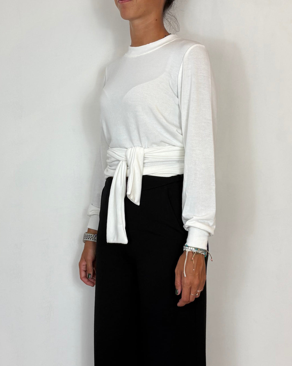 Maglia Viscosa Incrocio Panna Olivia Grey