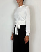 Maglia Viscosa Incrocio Panna Olivia Grey