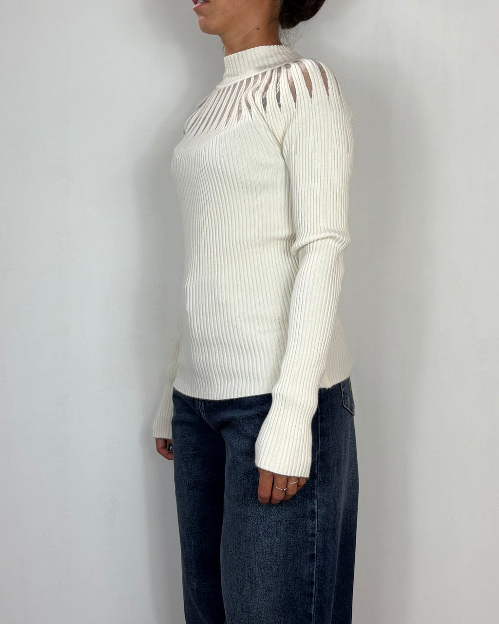 Maglia Mezzo Collo Velata Panna Met