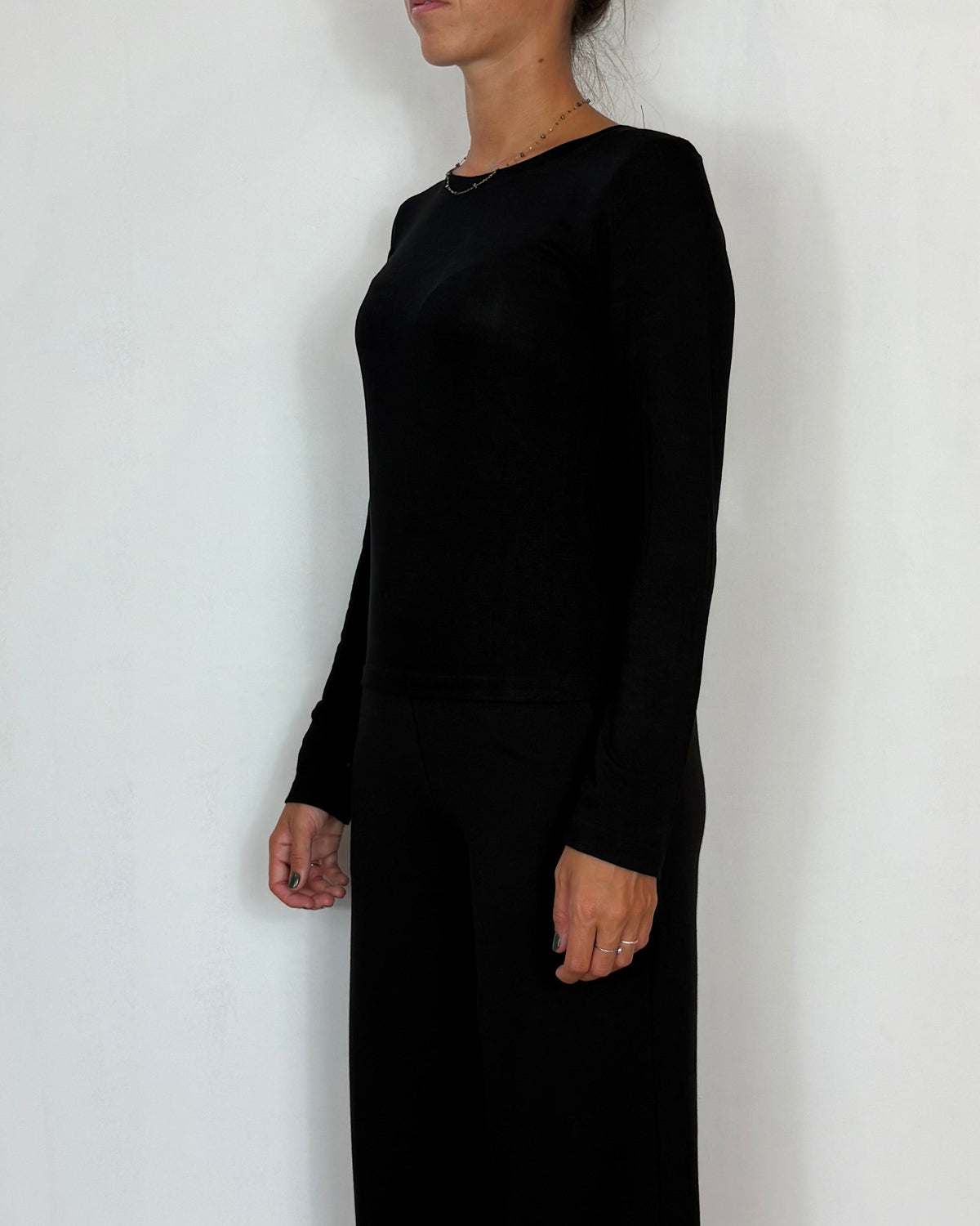 T-Shirt Girocollo Nero Olivia Grey