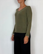 Maglia Scollo V Khaki Olivia Grey