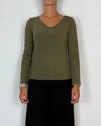 Maglia Scollo V Khaki Olivia Grey