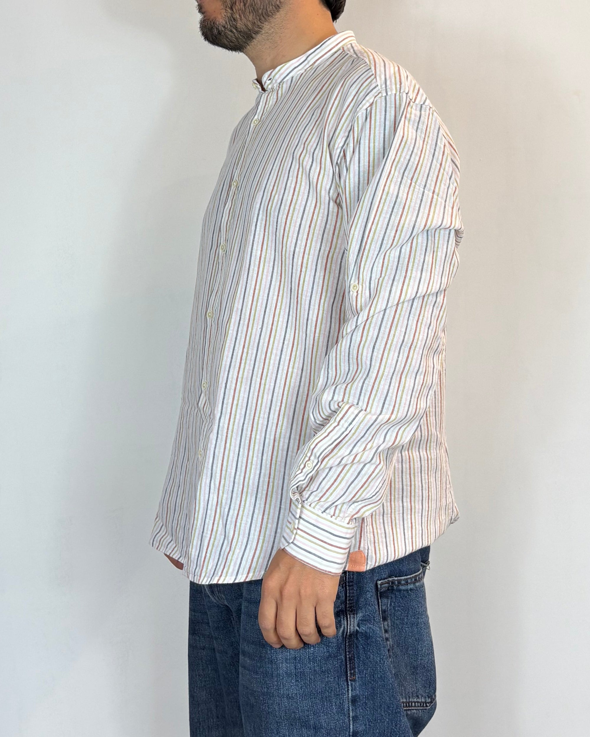 Camicia Korean Lino Riga Multicolor Over-D
