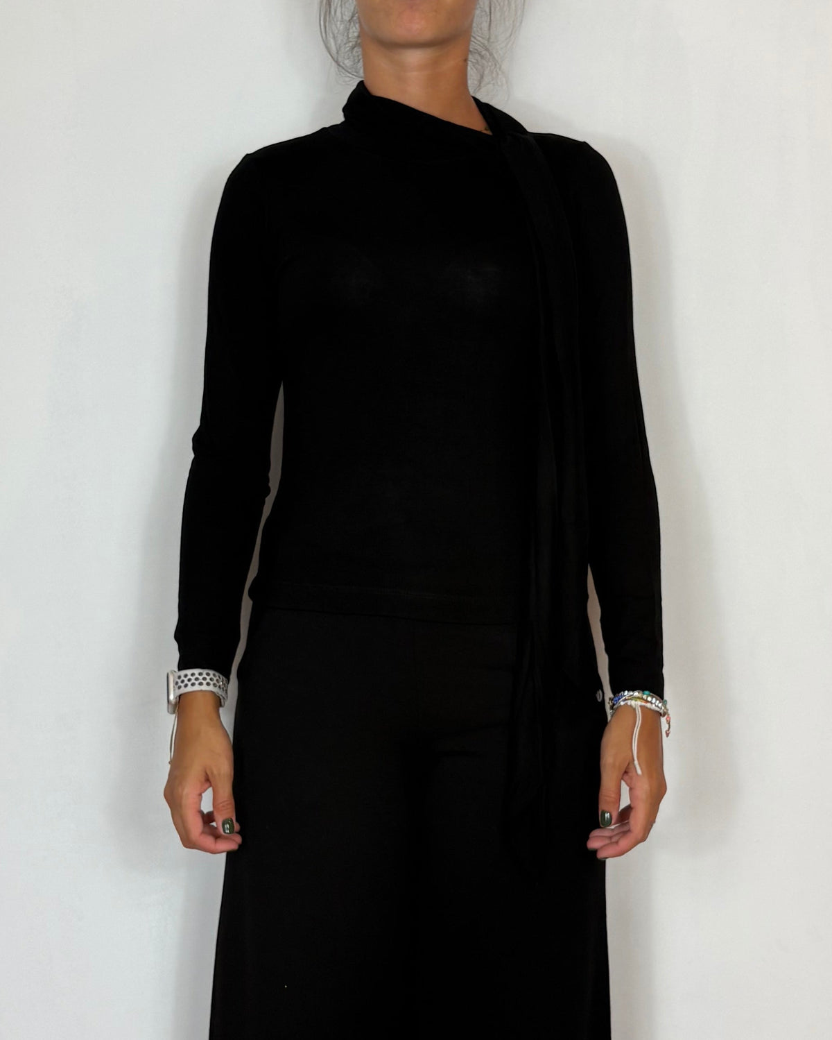 Maglia Viscosa Fiocco Nero Olivia Grey