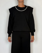 Felpa Spalline Nero Olivia Grey