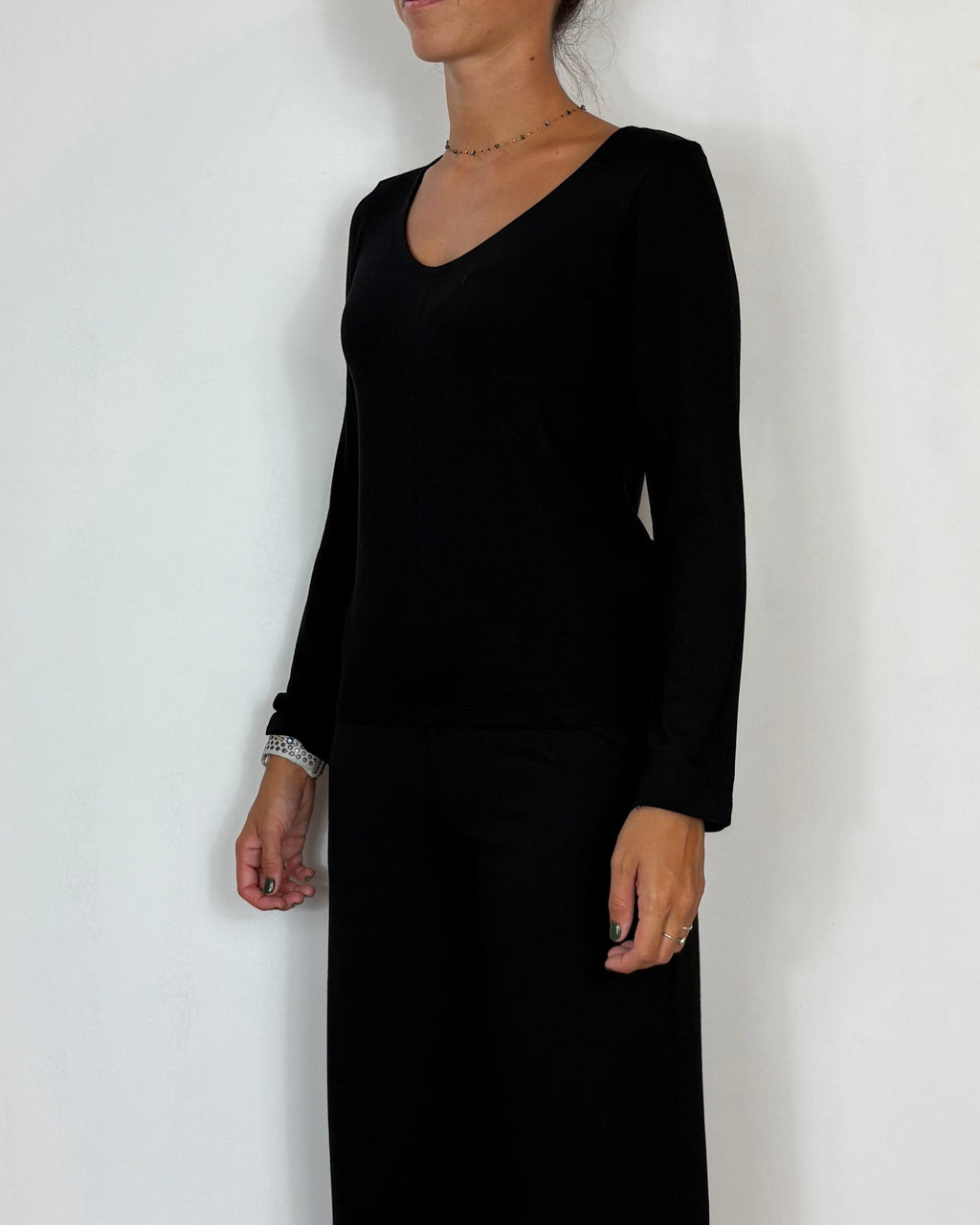 Maglia Scollo V Nero Olivia Grey