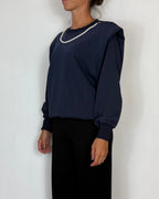 Felpa Spalline Blu Olivia Grey