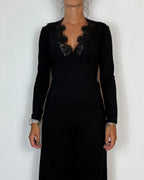 T-Shirt Viscosa Nero Pizzo Olivia Grey