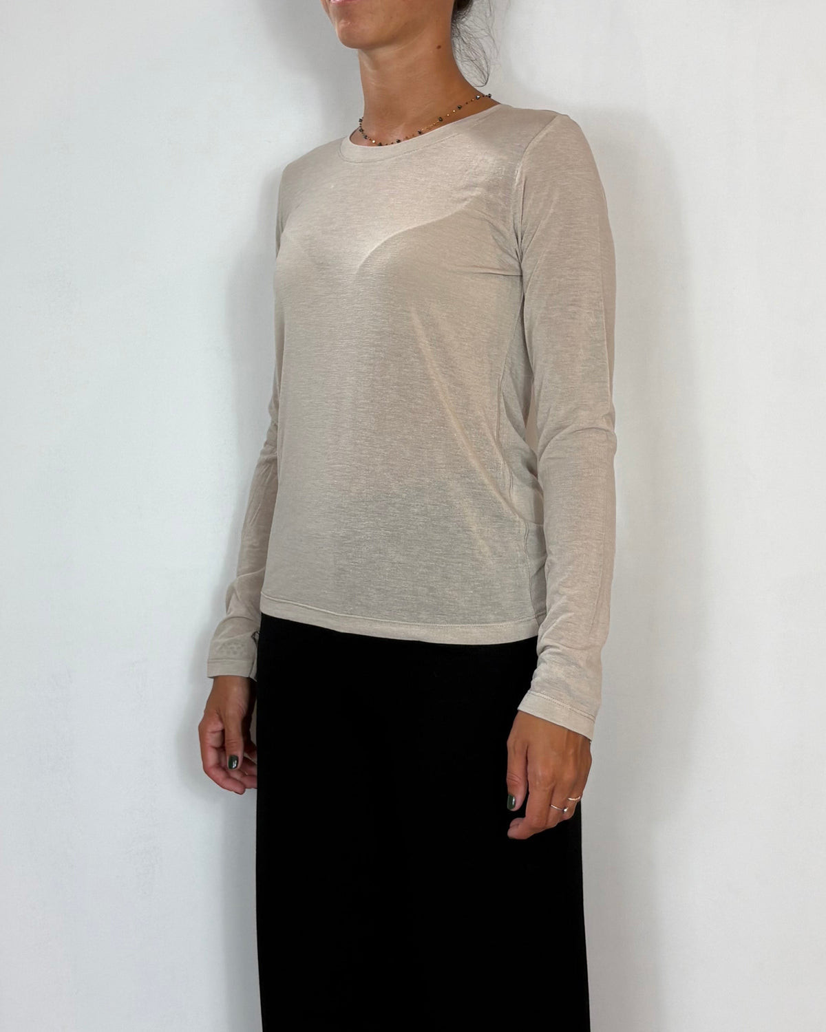 Maglia Girocollo Beige Olivia Grey